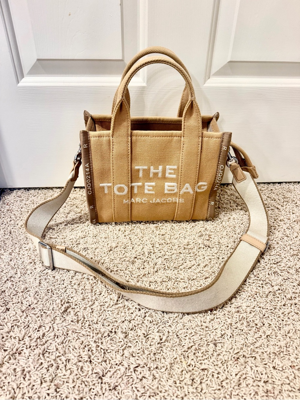 Marc Jacobs Tan Canvas Mini Tote with Adjustable Strap